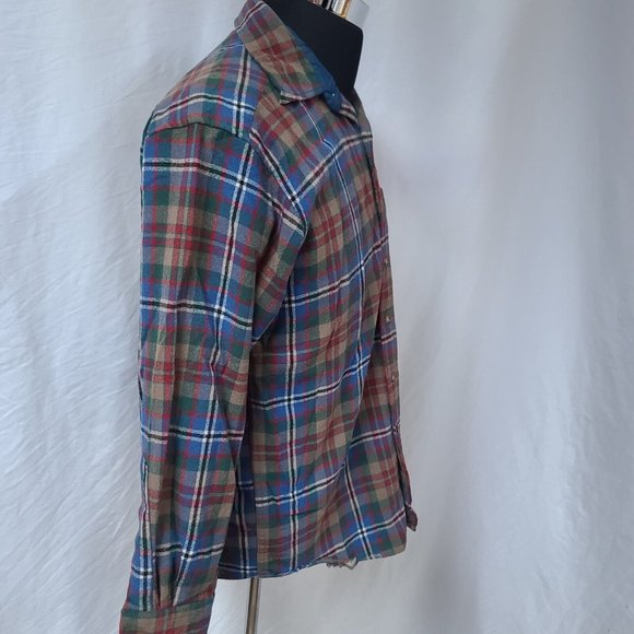 Vtg Pendleton Mens Medium Brown Stripe Long Sleeve Button Wool Flannel Shirt - Picture 6 of 12
